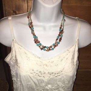 Multi color double strand necklace & earrings